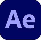 Adobe After Effects logo with Ae letters on a deep blue background.